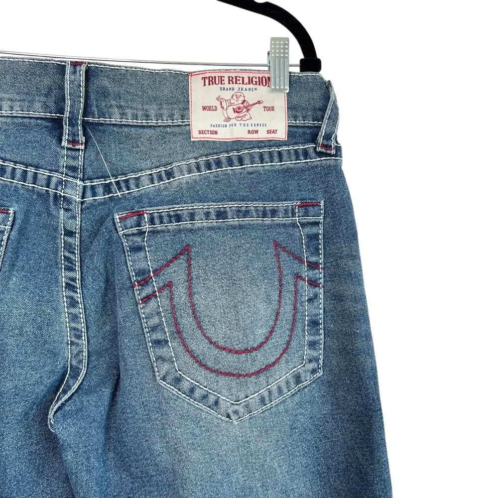 True Religion Mens Rocco Relaxed Skinny Jeans Sz‎ 34 Red Stitch Designer Denim